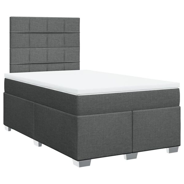 vidaXL Cama boxspring com colch&atilde;o 120x190 cm tecido cinzento-escuro