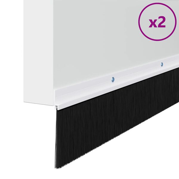 vidaXL Selos de Escovas para Porta com Parafuso 2 pcs Branco 100 cm