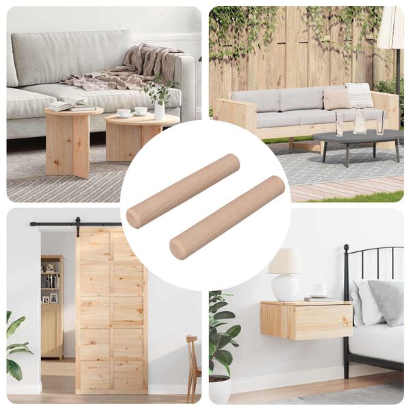 vidaXL Dowels de madeira 2 pcs Natural &Oslash; 6 x 40 mm Madeira S&oacute;lida