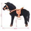 vidaXL Cavalo de peluche de montar preto