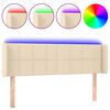 vidaXL Cabeceira de cama c/ luzes LED tecido 147x16x78/88 cm cor creme