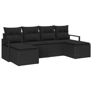 vidaXL Conjunto de Sof&aacute;s 6 pcs Preto vime PE