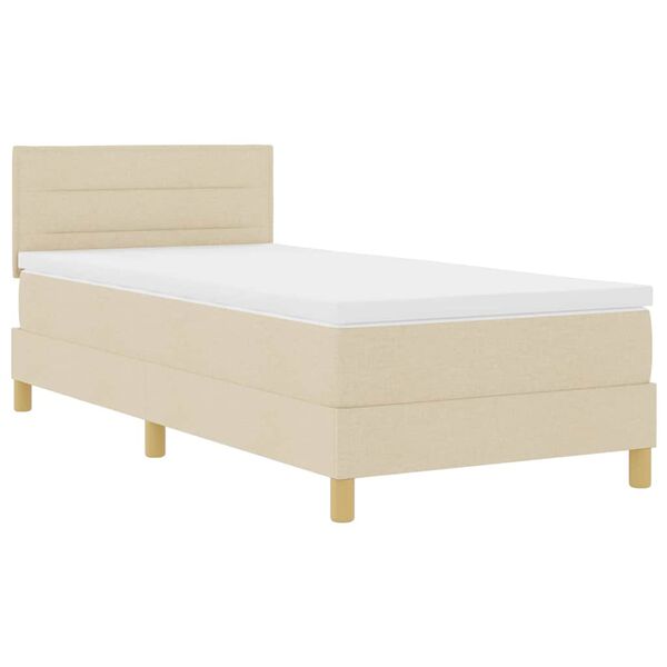 vidaXL Cama Box Spring LED com colch&atilde;o Creme 90 x 200 cm tecido