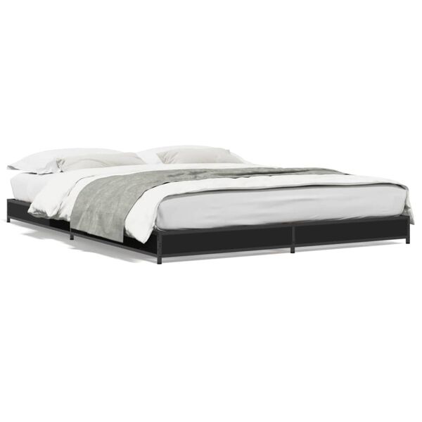 vidaXL Estrutura de cama 120x190 cm derivados de madeira/metal preto