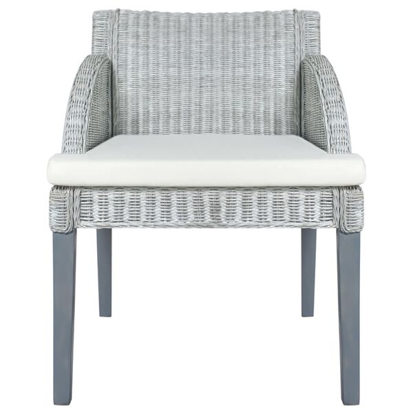 vidaXL Cadeira de jantar com almofad&atilde;o vime natural cinzento