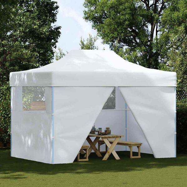 vidaXL Tenda dobrável profissional festas 4 paredes 280x410x315 cm aço branco