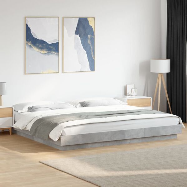 vidaXL Estrutura de cama 200x200 cm derivados de madeira cinza cimento