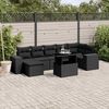 vidaXL 8 pcs conjunto sofás de jardim com almofadões vime PE preto