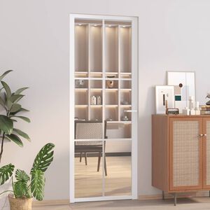 vidaXL Porta de interior 76x201,5 cm vidro ESG e alum&iacute;nio branco