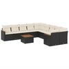 vidaXL 11 pcs conjunto sof&aacute;s de jardim c/ almofad&otilde;es vime PE preto