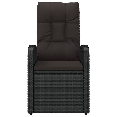 vidaXL Cadeiras de jardim reclináveis 2pcs c/ almofadões vime PE preto