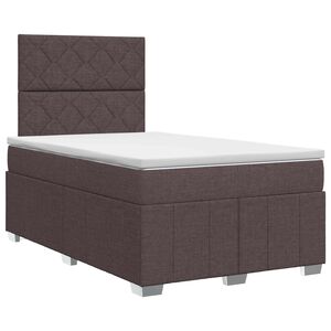 vidaXL Cama box spring com colch&atilde;o Marrom Escuro 120 x 190 cm Tecido