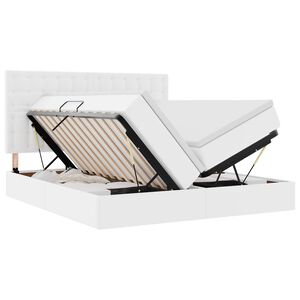 vidaXL Cama com arruma&ccedil;&atilde;o e LED com fitas LED Branco Puro 180 x 200 cm
