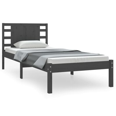 vidaXL Estrutura cama solteiro 90x200 cm pinho maciço cinzento