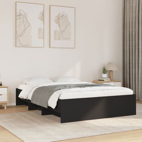 vidaXL Estrutura de cama 135x190 cm derivados de madeira preto