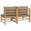 vidaXL 2 pcs conj. lounge jardim bambu almofadões cinzento-acastanhado