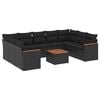 vidaXL 10 pcs conjunto sof&aacute;s de jardim c/ almofad&otilde;es vime PE preto