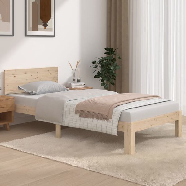 vidaXL Estrutura de cama solteiro 90x190 cm madeira maci&ccedil;a