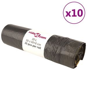 vidaXL Sacos do lixo com atilhos 250 pcs 35 L preto