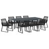 vidaXL Conjunto de Jantar para Jardim 9 unid. Preto vime PE