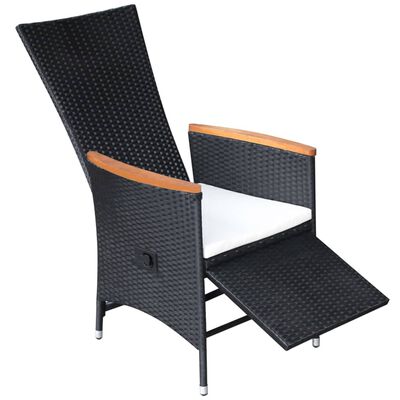 vidaXL Cadeiras jardim reclináveis 2 pcs c/ almofadões vime PE preto