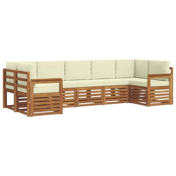 vidaXL Conjunto de Sof&aacute; Sectional com almofada 7 pcs Natural e Creme