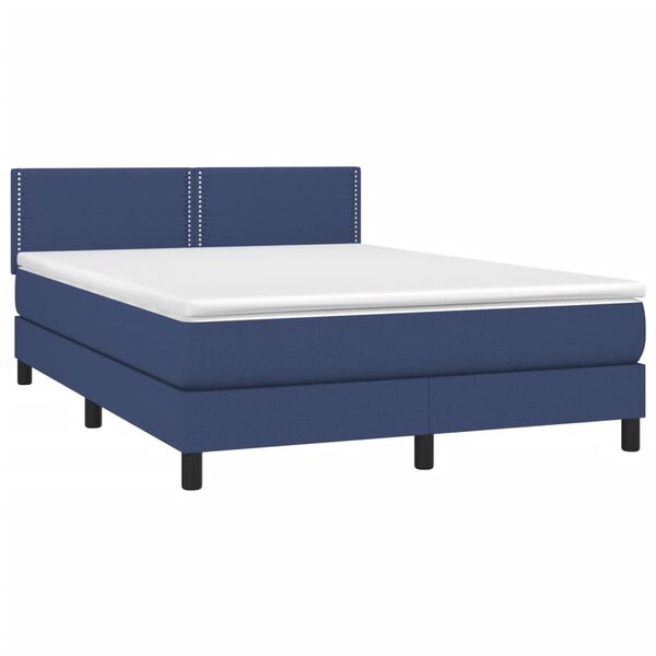 vidaXL Cama com molas/colch&atilde;o 140x190 cm tecido azul