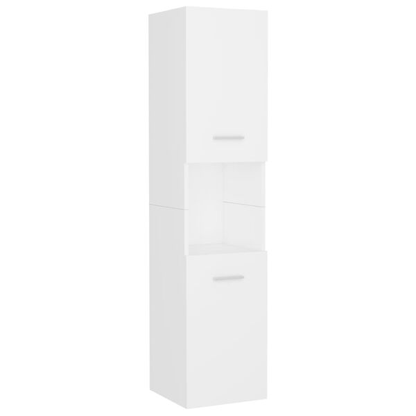 vidaXL Conjunto de m&oacute;veis de casa de banho derivados de madeira branco