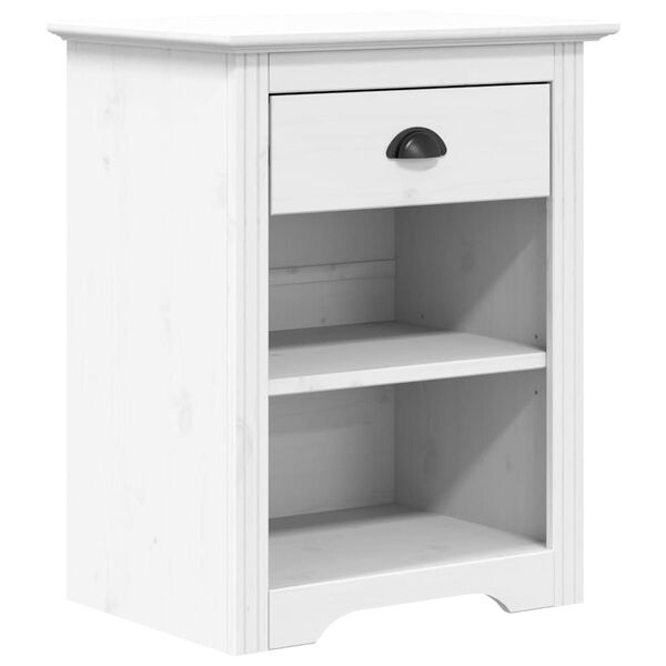 vidaXL Mesa de cabeceira BODO 53x38,5x67 cm pinho maci&ccedil;o branco