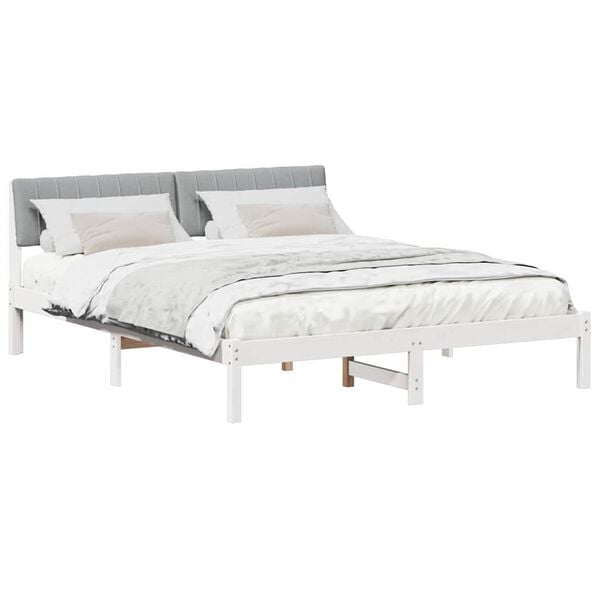 vidaXL Estrutura da cama Branco e cinza claro 150 x 200 cm