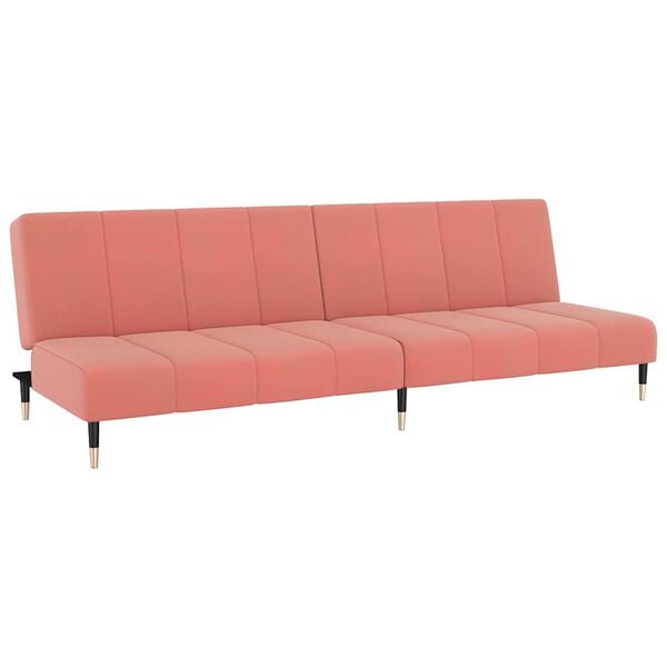 vidaXL Sofá-cama de 2 lugares veludo rosa
