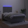 vidaXL Cama box spring colch&atilde;o LED 120x190cm couro artif. cinza-escuro