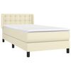 vidaXL Cama com molas/colch&atilde;o 90x200 cm couro artificial cor creme