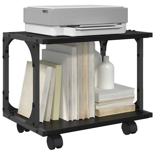 vidaXL Suporte para Impressora Carvalho Preto 41 x 28 x 33,5 cm