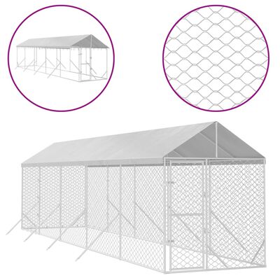 vidaXL Canil de exterior com teto 2x10x2,5 m aço galvanizado prateado