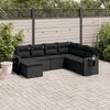 vidaXL 7 pcs conjunto de sof&aacute;s p/ jardim c/ almofad&otilde;es vime PE preto