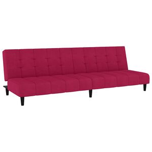 vidaXL Sof&aacute;-cama de 2 lugares veludo vermelho tinto