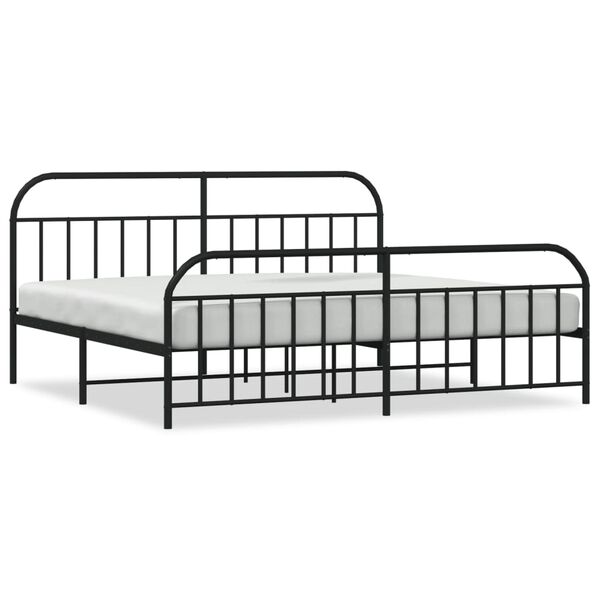 vidaXL Estrutura de cama com cabeceira e p&eacute;s 200x200 cm metal preto