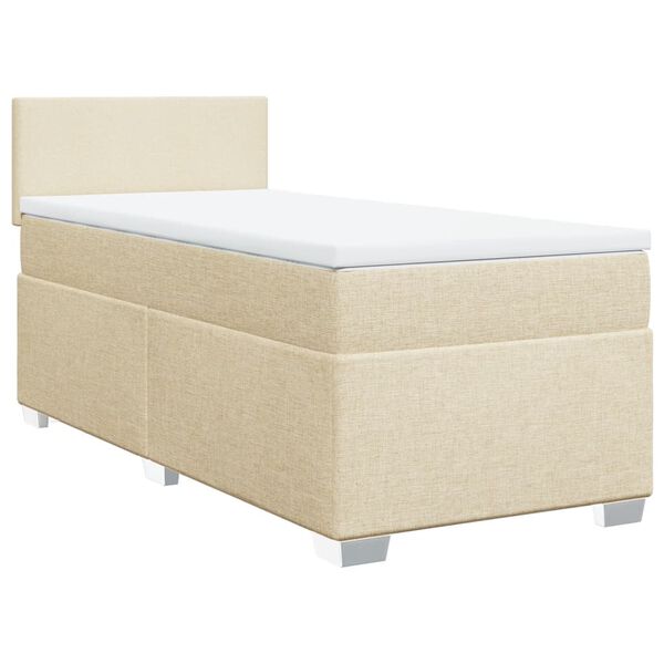 vidaXL Cama com molas/colch&atilde;o 90x190 cm tecido cor creme