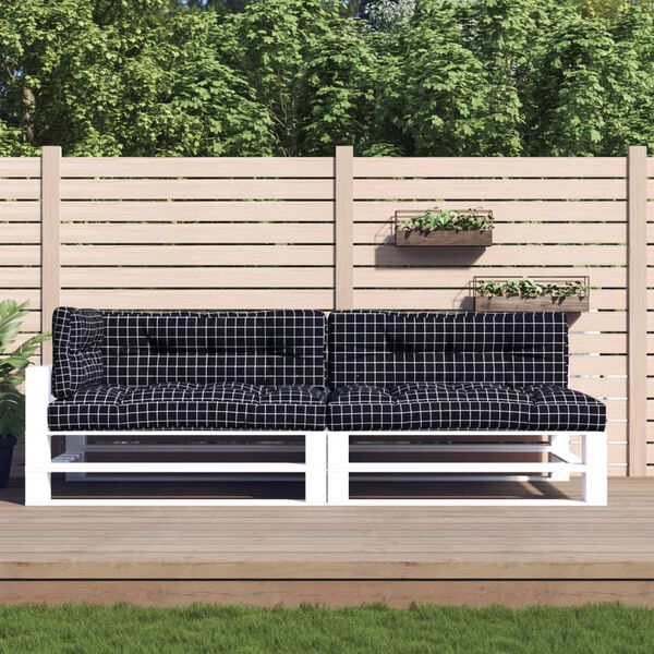 vidaXL Almofad&otilde;es para sof&aacute; de paletes 5 pcs tecido xadrez preto