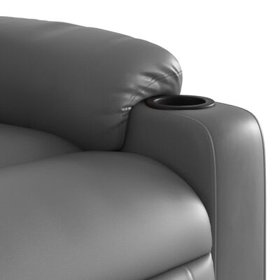 vidaXL Poltrona massagens reclinável elevatória couro artif. cinzento