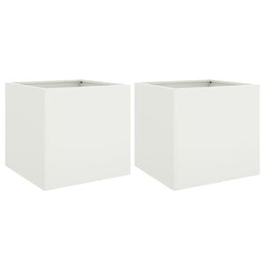 vidaXL Vasos/floreiras 2 pcs 49x47x46 cm a&ccedil;o branco