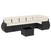 vidaXL 7 pcs conjunto de sof&aacute;s p/ jardim c/ almofad&otilde;es vime PE preto