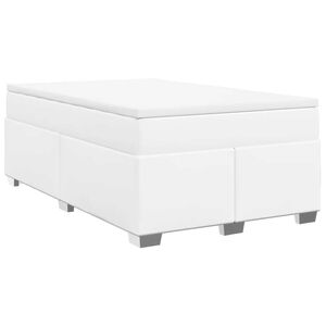 vidaXL Cama boxspring com colch&atilde;o 120x190 cm couro artificial branco