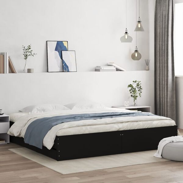 vidaXL Estrutura de cama c/ gavetas 160x200 cm derivados madeira preto