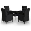 vidaXL 5 pcs conjunto de bistr&ocirc; para jardim vime PE preto