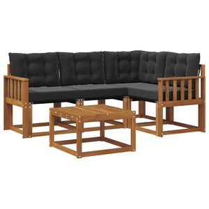 vidaXL Conjunto de Sof&aacute;s para Exterior 5 unid. Natural e Preto