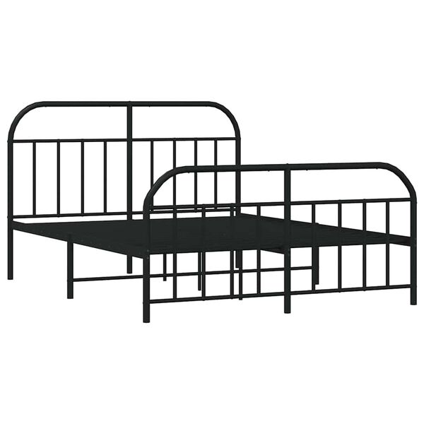 vidaXL Estrutura de cama com cabeceira e p&eacute;s 140x200 cm metal preto