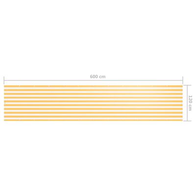 vidaXL Tela de varanda 120x600 cm tecido Oxford branco e amarelo