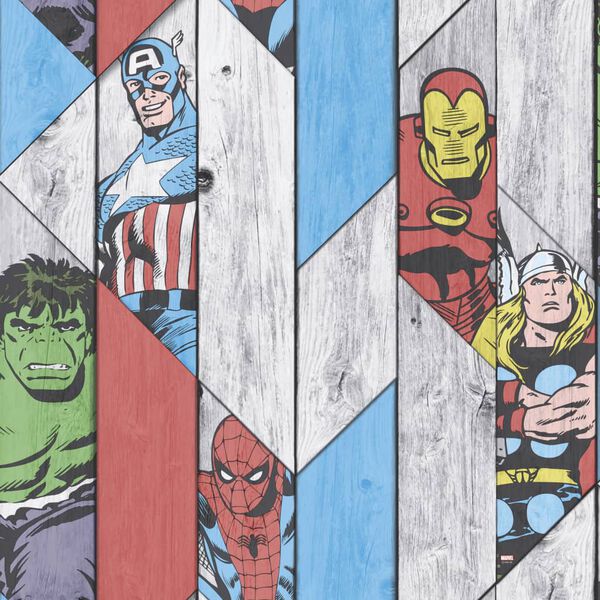 Kids at Home Papel de parede Marvel Wood cinzento 102435